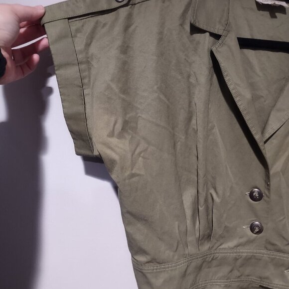 Women's Cargo Green Short Sleeve Utility Mini Dress Canvas Size XL - Picture 5 of 8